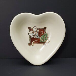 Pfaltzgraff Mission Flower Trinket Dish Heart Shaped Bowl